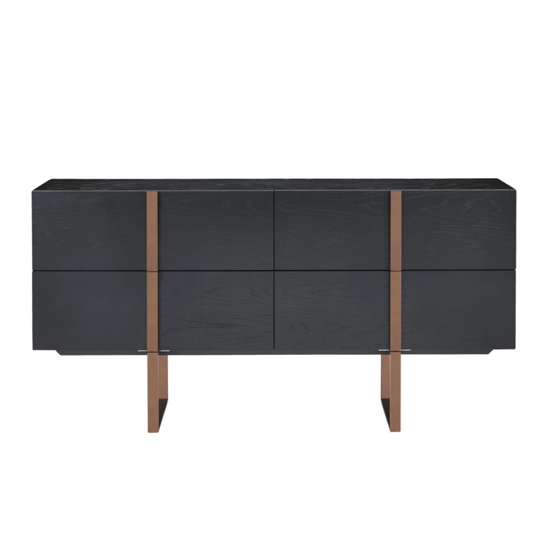 Μπουφές Hudson από MDF σε μαύρο και ροζ-χρυσό 180x43x90cm