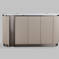 Μπουφές Stilig από MDF σε μπεζ και γκρι απόχρωση με μαρμάρινη επιφάνεια 158x40x88cm
