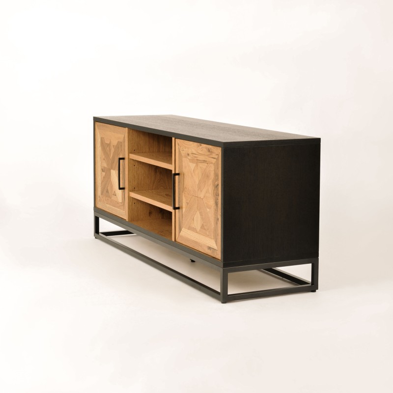 Έπιπλο TV Indus από ξύλο σε φυσική απόχρωση 133x39x55cm
