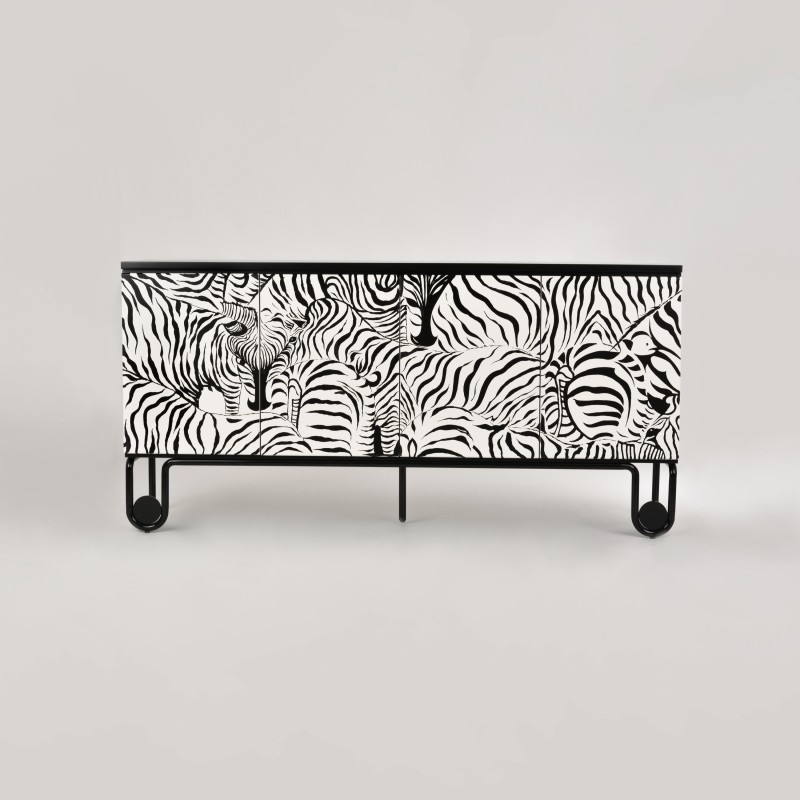 Μπουφές Stilig από MDF σε ασπρόμαυρο 183x40x90cm