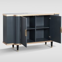 Μπουφές Stilig από MDF σε σκούρα απόχρωση με χρυσές λεπτομέρειες και μαρμάρινη επιφάνεια 150x40x92cm