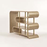 Τραπέζι κονσόλας Stilig από MDF σε γκρι κα χρυσό 122x36x81cm