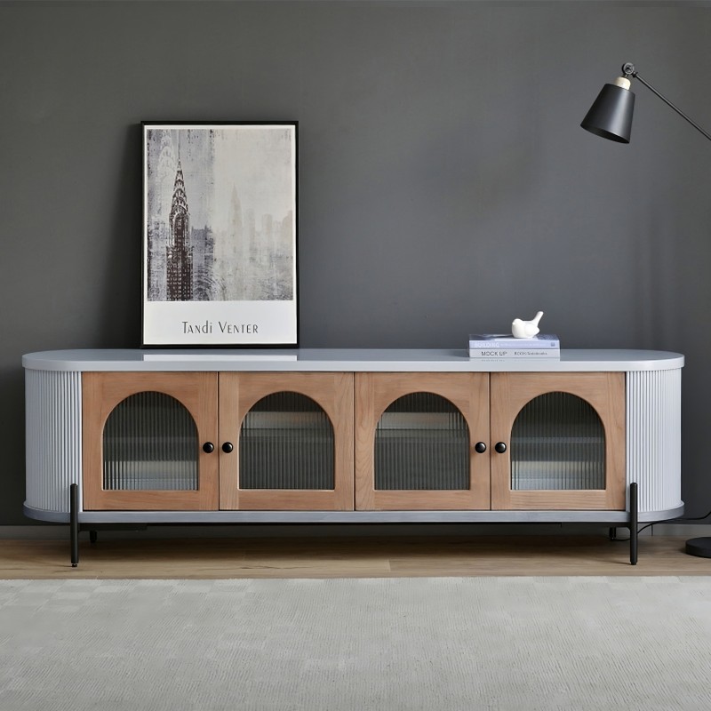 Έπιπλο TV Stilig από MDF σε ανοιχτό γκρι 200x40x60cm
