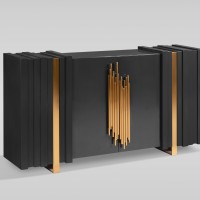 Μπουφές Stilig από MDF σε μαύρη απόχρωση με χρυσές λεπτομέρειες 160x40x90cm