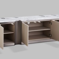 Έπιπλο TV Stilig από MDF σε μπεζ απόχρωση και μαρμάρινη επιφάνεια 200x40x50cm