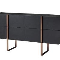 Μπουφές Hudson από MDF σε μαύρο και ροζ-χρυσό 180x43x90cm