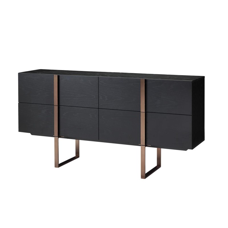 Μπουφές Hudson από MDF σε μαύρο και ροζ-χρυσό 180x43x90cm