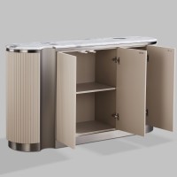 Μπουφές Stilig από MDF σε μπεζ και γκρι απόχρωση με μαρμάρινη επιφάνεια 158x40x88cm