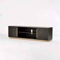 Έπιπλο TV Seville από ξύλο βελανιδιάς σε μαύρο 180x38x50cm