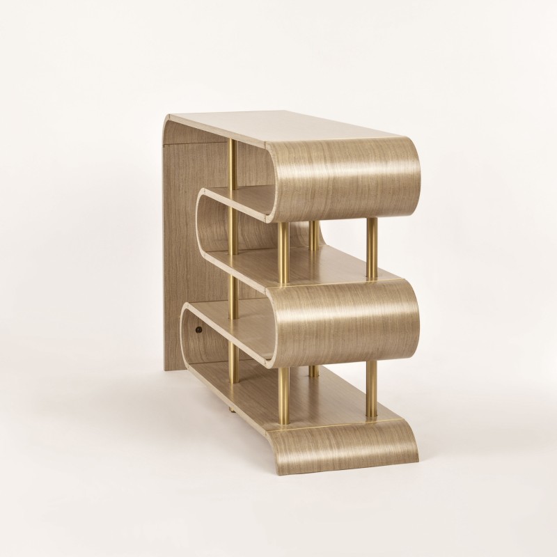 Τραπέζι κονσόλας Stilig από MDF σε γκρι κα χρυσό 122x36x81cm