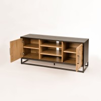 Έπιπλο TV Indus από ξύλο σε φυσική απόχρωση 133x39x55cm