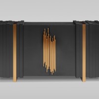 Μπουφές Stilig από MDF σε μαύρη απόχρωση με χρυσές λεπτομέρειες 160x40x90cm