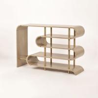 Τραπέζι κονσόλας Stilig από MDF σε γκρι κα χρυσό 122x36x81cm