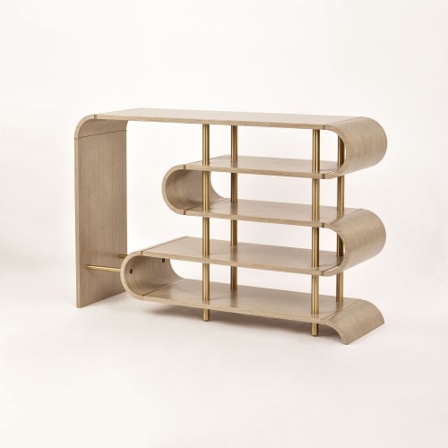 Τραπέζι κονσόλας Stilig από MDF σε γκρι κα χρυσό 122x36x81cm