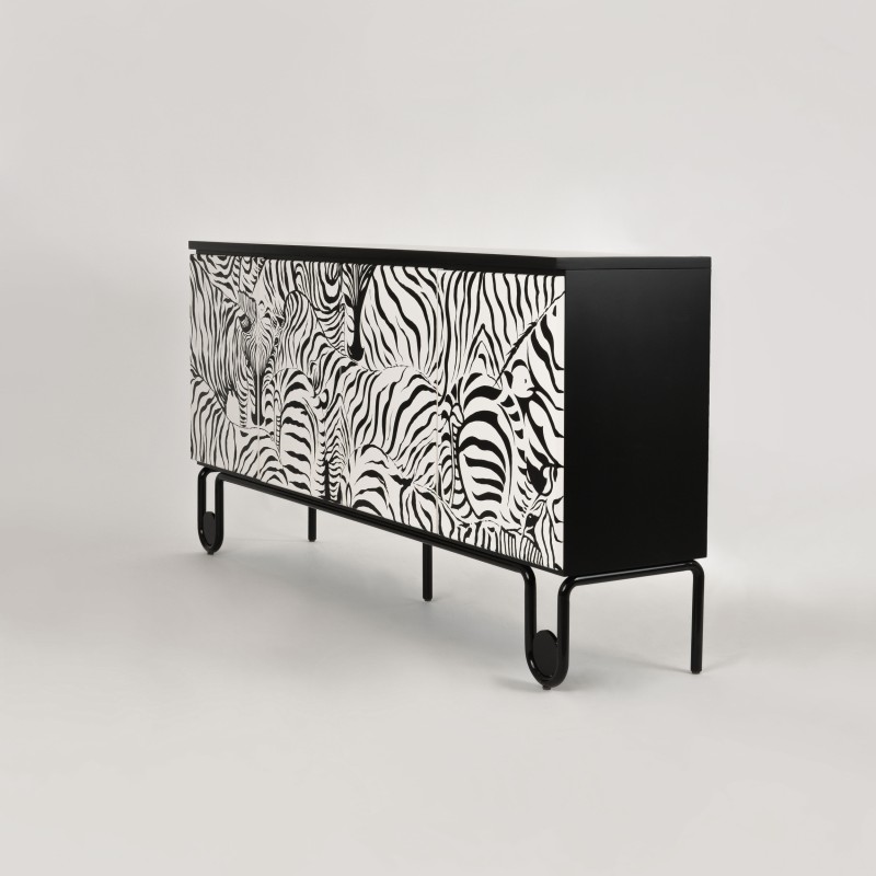 Μπουφές Stilig από MDF σε ασπρόμαυρο 183x40x90cm