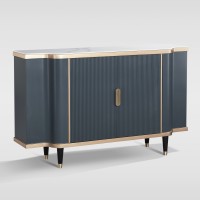 Μπουφές Stilig από MDF σε σκούρα απόχρωση με χρυσές λεπτομέρειες και μαρμάρινη επιφάνεια 150x40x92cm