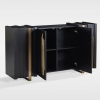 Μπουφές Stilig από MDF σε μαύρη απόχρωση με χρυσές λεπτομέρειες 160x40x90cm