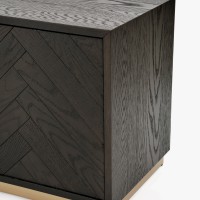Έπιπλο TV Seville από ξύλο βελανιδιάς σε μαύρο 180x38x50cm