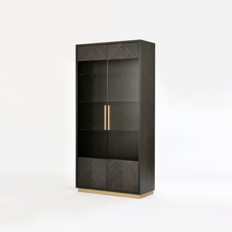 Βιτρίνα Seville από ξύλο βελανιδιάς σε μαύρο 100x41x200cm