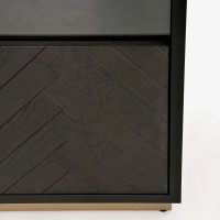 Βιτρίνα Seville από ξύλο βελανιδιάς σε μαύρο 100x41x200cm