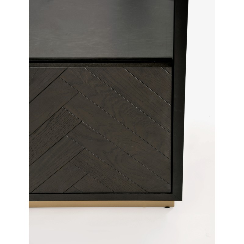 Βιτρίνα Seville από ξύλο βελανιδιάς σε μαύρο 100x41x200cm