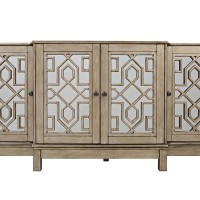 Μπουφές Avola από ξύλο ακακίας σε ασημί-καφέ 178x46x86.5cm