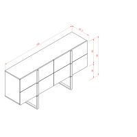 Μπουφές Hudson από MDF σε μαύρο και ροζ-χρυσό 180x43x90cm