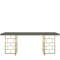 Τραπέζι τραπεζαρίας Rose Hill RH10 από MDF σε πράσινο και χρυσό 200x90x76cm