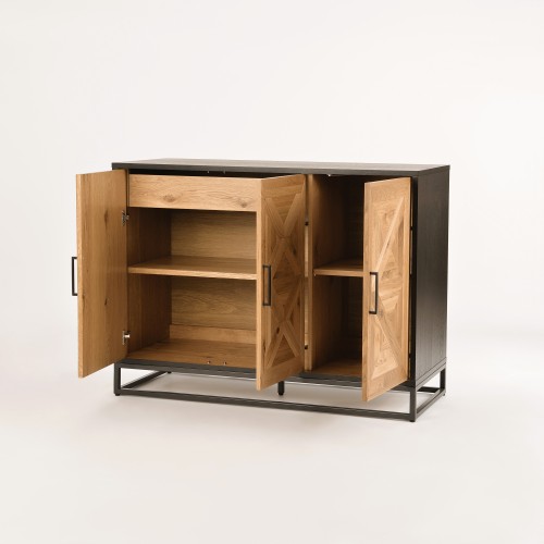 Μπουφές Indus από ξύλο σε φυσική απόχρωση 117.5x46x87cm