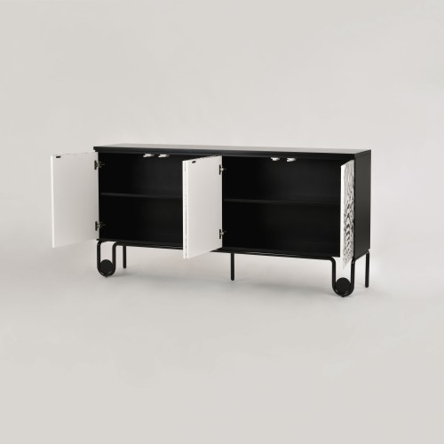 Μπουφές Stilig από MDF σε ασπρόμαυρο 183x40x90cm
