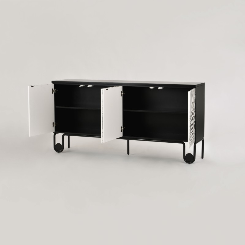 Μπουφές Stilig από MDF σε ασπρόμαυρο 183x40x90cm