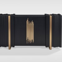 Μπουφές Stilig από MDF σε μαύρη απόχρωση με χρυσές λεπτομέρειες 160x40x90cm