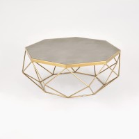 Τραπέζι σαλονιού Glamour από MDF σε χρυσό 106x106x40