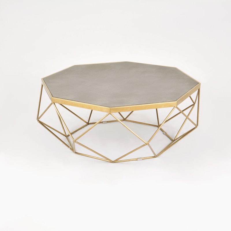 Τραπέζι σαλονιού Glamour από MDF σε χρυσό 106x106x40
