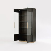 Βιτρίνα Seville από ξύλο βελανιδιάς σε μαύρο 100x41x200cm