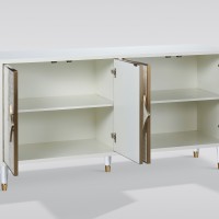 Μπουφές Stilig από MDF σε απόχρωση εκρού με χρυσές λεπτομέρειες 162.5x48x82cm