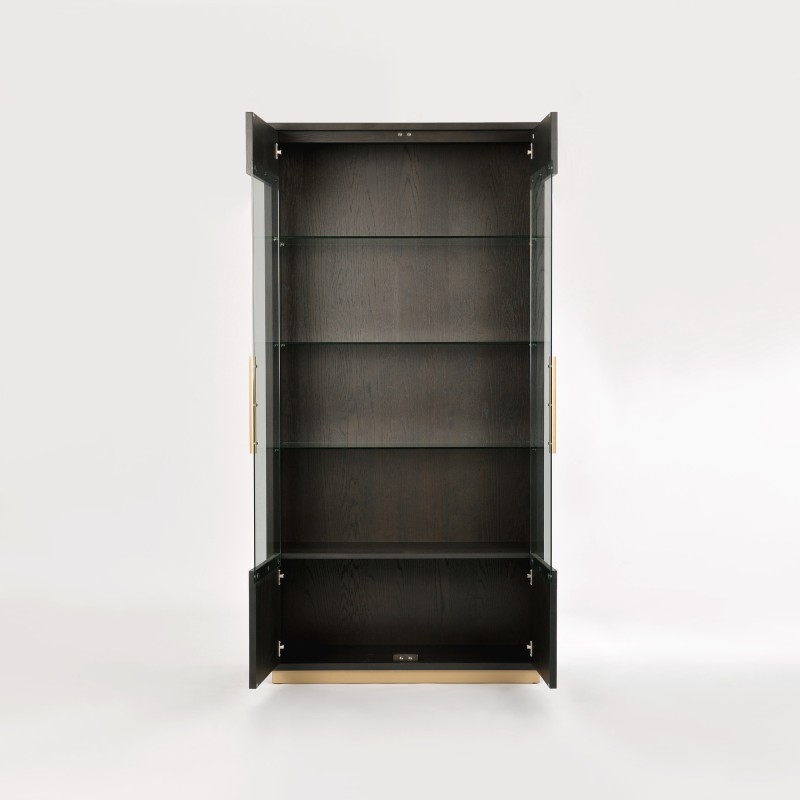 Βιτρίνα Seville από ξύλο βελανιδιάς σε μαύρο 100x41x200cm