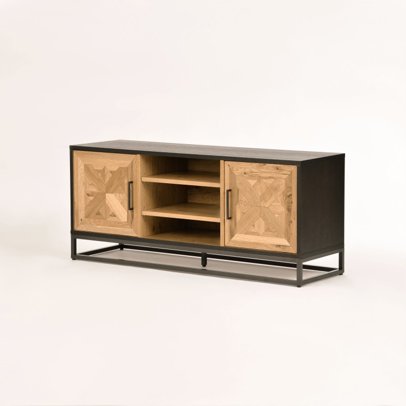 Έπιπλο TV Indus από ξύλο σε φυσική απόχρωση 133x39x55cm