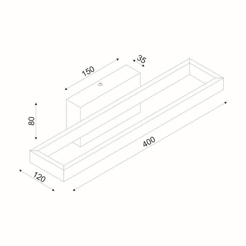 AELIA-ΦΩΤΙΣΤΙΚΟ ΕΠΙΤΟΙΧΟ ΜΑΥΡΟ ΜΕΤΑΛΛΙΚΟ LED SMD 12W 3000Κ 780LM IP20 400Χ120Χ80ΜΜ