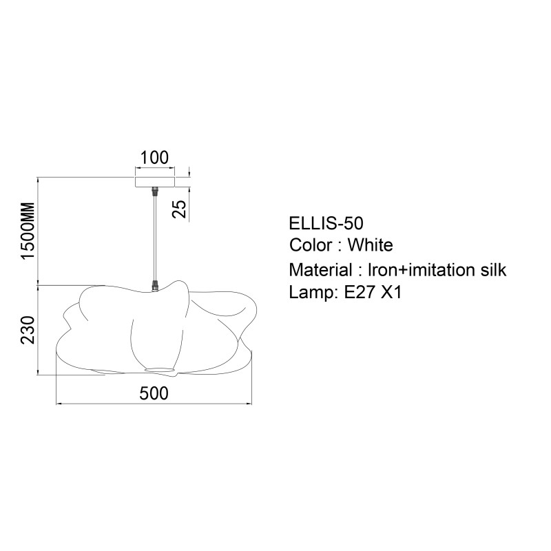 ELLIS - Μονόφωτο Κρεμαστό Φωτιστικό Silk