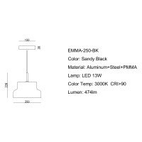 EMMA - Μαύρο Μεταλλικό Κρεμαστό Φωτιστικό