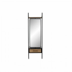Μόνιμος καθρέφτης DKD Home Decor Μαύρο Ξύλο Μέταλλο Κρυστάλλινο (58 x 30 x 191 cm)