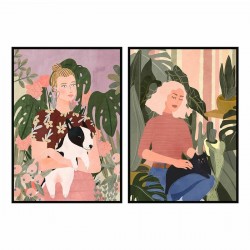 Πίνακας DKD Home Decor Γυναίκα 83 x 4,5 x 123 cm Κατοικίδια ζώα Σκανδιναβικός (x2)