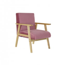 Κάθισμα DKD Home Decor Ροζ πολυεστέρας Ξύλο MDF (61 x 63 x 77 cm)