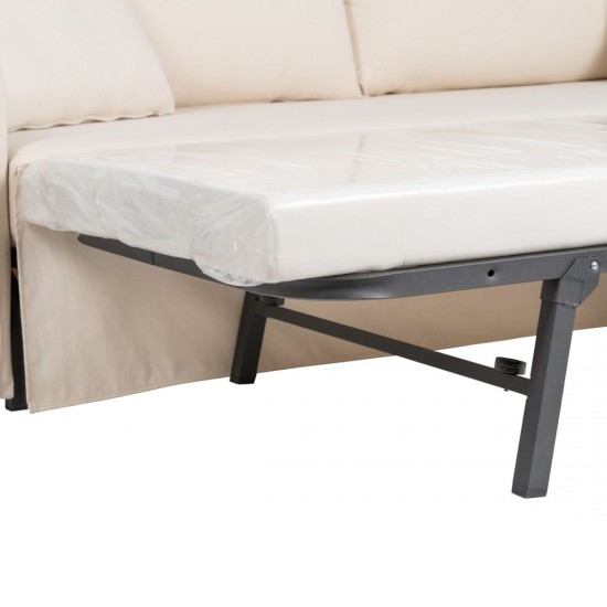 Καναπές-Κρεβάτι 200 x 94 x 86 cm Συνθετικό Ύφασμα Κρεμ