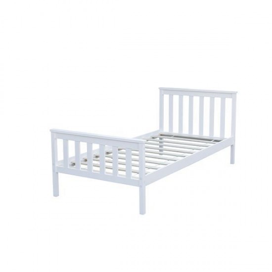 Wilton κρεβάτι μονό, Υ82x198x98εκ. (για στρώμα 90x190εκ.), σε λευκό χρώμα