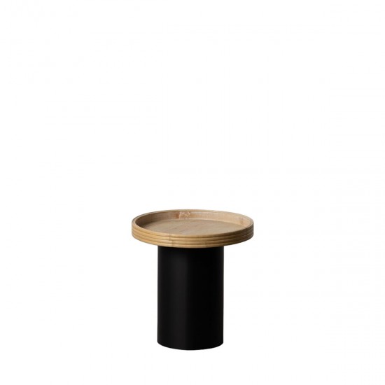 Βοηθητικό Τραπέζι Μαύρο Φυσικό Ξύλο Μέταλλο 37 x 37 x 37 cm