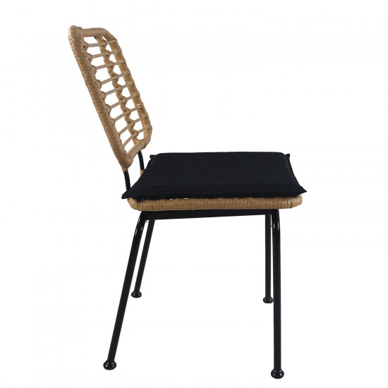 Καρέκλα Κήπου ArteLibre ATIUS Φυσικό/Μαύρο Μέταλλο/Rattan 46.5x55x86cm