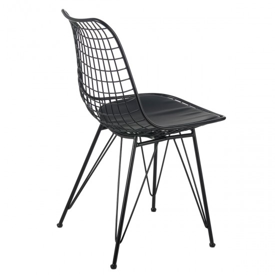 Καρέκλα Μεταλλική ArteLibre FAGUS Με Μαξιλάρι Μαύρο 49x58x83.5cm