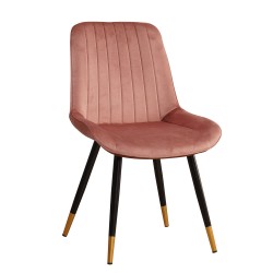Καρέκλα ArteLibre MOSEY Ροζ Βελούδο/Μέταλλο/Ξύλο 52x57x85cm